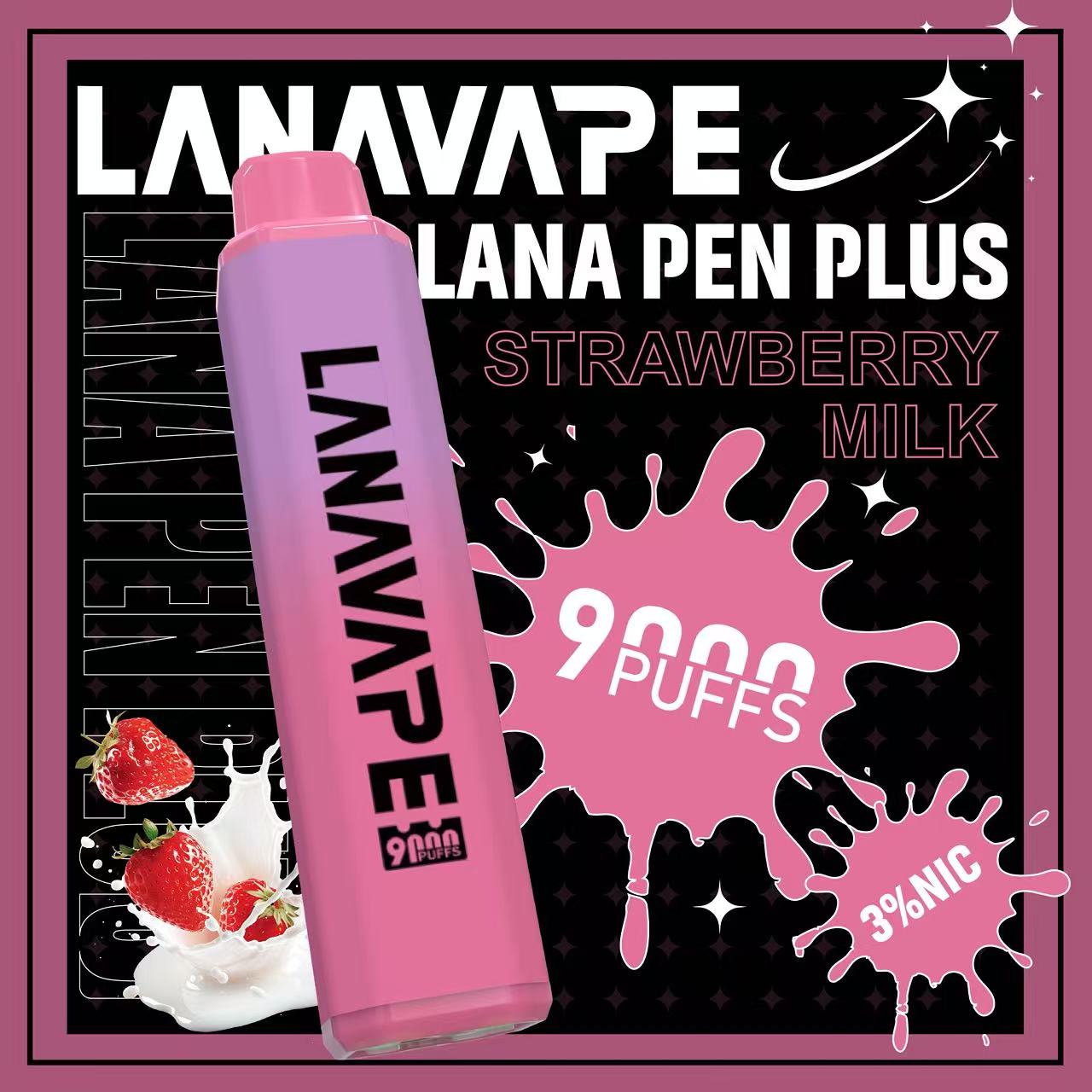 LANA Pen Plus 9000口發光一次性拋棄式電子煙草莓牛奶口味開箱,小七電子煙現貨供應,還原濃郁絲滑奶香與鮮酸果蜜搭配Mesh網芯與650mAh充電,拒絕死甜大口數潮流口糧指南