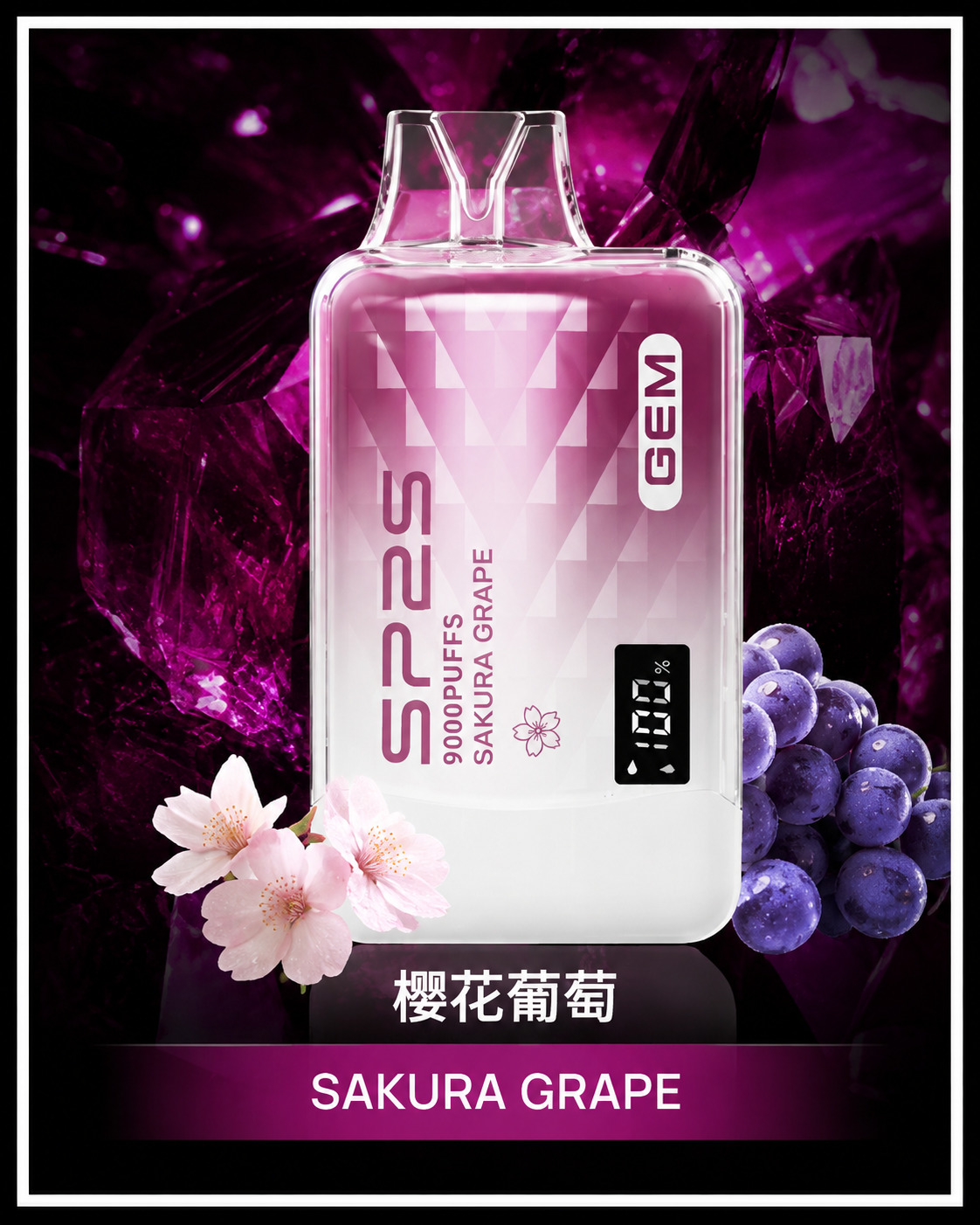 SP2S GEM 9000口 帶螢幕拋棄式電子煙蜜桃氣泡